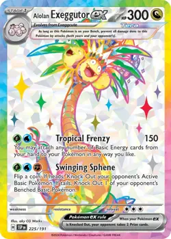 Pokemon TCG Alolan Exeggutor Ex 225/191 Surging Sparks Ultra Rare Holo NM - Image 1