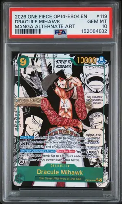 2026 One Piece Op14-119 Eb04 English Dracule Mihawk Manga Alt Art PSA 10 #119 - Image 1