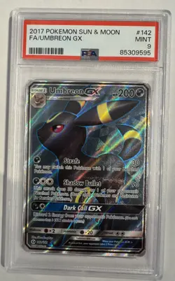 Pokemon Umbreon GX Full Art Holo Card 142/149 SM Base Set PSA Mint 9 TCG - Image 1