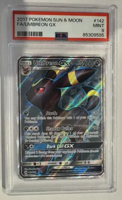 Pokemon Umbreon GX Full Art Holo Card 142/149 SM Base Set PSA Mint 9 TCG - Image 3