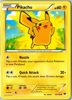 Pikachu 42/146 LP XY Common Pokemon Card - HP - Image 1