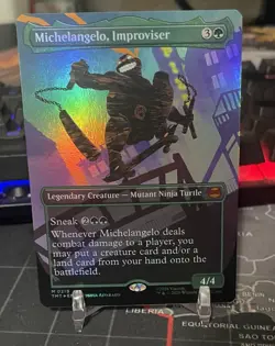 Michelangelo, Improviser (Borderless) Teenage Mutant Ninja Turtles Foil MTG - Image 1