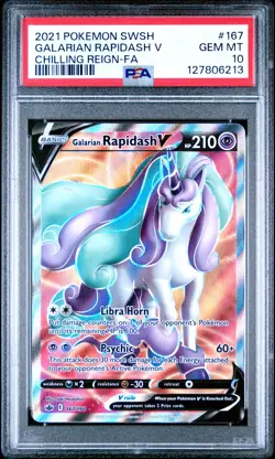 2021 POKEMON SWORD & SHIELD CHILLING REIGN FULL ART/GALARIAN RAPIDASH V PSA 10 - Image 1