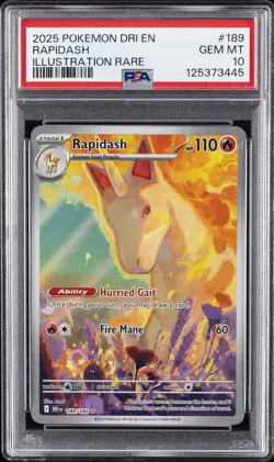 2025 POKEMON DRI EN-DESTINED RIVALS ILLUSTRATION RARE #189 RAPIDASH PSA 10 - Image 1