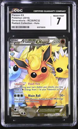 2016 POKEMON GENERATIONS FLAREON EX #RC28 RADIANT COLLECTION CGC 7 NM 6076933113 - Image 1