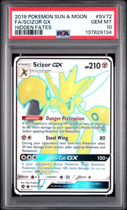 PSA 10 SCIZOR GX SV72/SV94 FULL ART SHINY HIDDEN FATES POKEMON ✨ - Image 1