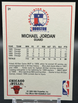 1989-90 NBA Hoops Michael Jordan All-Star #21 Chicago Bulls HOF NM Vintage Card - Image 2