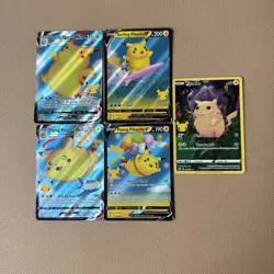 Pokemon Celebration Pikachu Card Lot Of 5. Flying Surfing V VMAX Pikachu Cards - Image 1