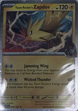 Team Rocket's Zapdos (Gamestop Exclusive) 070/182 Holo Pokemon NM - Image 1