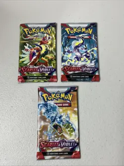 Pokemon Scarlet Violet Base Set Booster Pack Lot of 3 Factory Sealed - Image 1