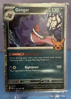Pokemon TCG Gengar (Cosmos Holo) 057/091 - Paldean Fates, Trick or Trade NM - Image 1