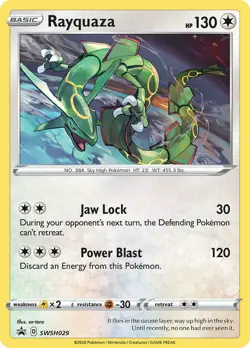 1x Rayquaza - SWSH029 - SWSH Black Star Promos Heavily Played Pokemon SWSH Black - Image 1
