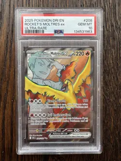 Team Rocket's Moltres ex 208/182 PSA 10 Pokemon Sv10: Destined Rivals Holo Rare - Image 1