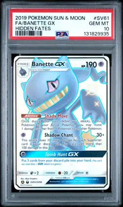 2019 POKEMON SUN & MOON HIDDEN FATES #SV61 FULL ART/BANETTE GX PSA 10 - Image 1