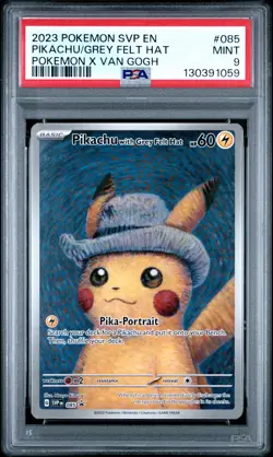 2023 POKEMON SVP EN-SV BLACK STAR PROMO #085 PIKACHU WITH GREY FELT HAT PSA 9 - Image 1