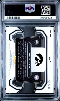 2024-25 Prizm Draft Picks Campus Legends Caitlin Clark #5 Red Pulsar /299 PSA 10 - Image 2