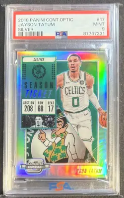 2018 Contenders Optic Season Ticket Silver Prizm Jayson Tatum #17 Celtics PSA 9 - Image 1