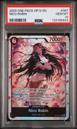 2025 One Piece OP12-087 Legacy of the Master Nico Robin #087 SR PSA 10 - Image 1
