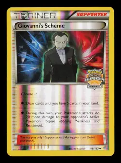Pokemon Card Giovanni's Scheme 138/162 Regional Promo Team Rocket Holo LP 2015 - Image 1