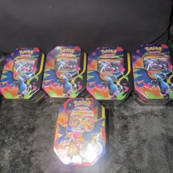 Pokemon Mega Charizard EX Tins X5 New Sealed - Image 1