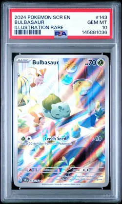 2024 POKEMON SCR EN-STELLAR CROWN ILLUSTRATION RARE #143 BULBASAUR PSA 10 - Image 1