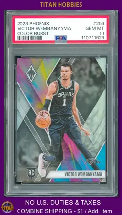 2023 Panini Phoenix COLOR BURST HOLO #256 Victor Wembanyama RC SP PSA 10 GEM MT - Image 1