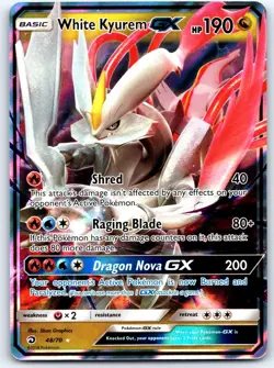 White Kyurem GX 48/70 Near Mint Dragon Majesty Pokemon Shipnow - Image 1