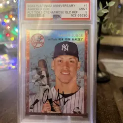 2023 Topps Chrome Platinum Anniversary Rose Gold Toile /75 Aaron Judge PSA 9 - Image 1