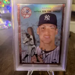 2023 Topps Chrome Platinum Anniversary Rose Gold Toile /75 Aaron Judge PSA 9 - Image 3