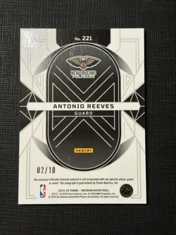 2024-25 Panini Obsidian Rookie Jersey Autographs Antonio Reeves #221 Gold /10 - Image 4