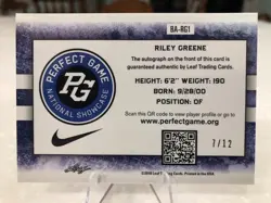 Rare! 2018 Leaf Auto RILEY GREENE Star Wave Prizmatic Autograph /12 pre rookie - Image 2