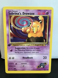 1st Edition Sabrina’s Drowzee 92/132 Pokemon Gym Heroes Common - Image 1