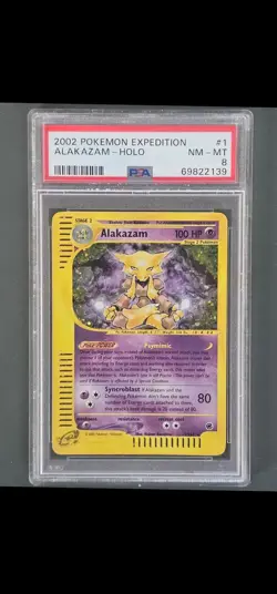 Pokemon EXPEDITION - #1/165 Alakazam - Holo - ENG - PSA 8 - Image 1