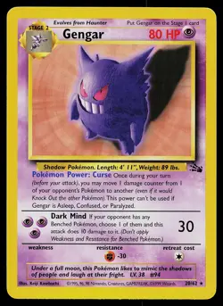 Pokemon Card - Gengar Fossil 20/62 Rare - Image 1