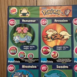 Burger King’s Pokemon The First Movie Cards Master Training Sheet 3 Uncut - Image 2