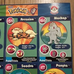 Burger King’s Pokemon The First Movie Cards Master Training Sheet 3 Uncut - Image 3