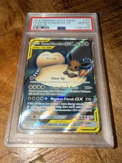 Pokemon Eevee & Snorlax GX #171 Full Art Ultra Rare Holo PSA 10 Team Up English - Image 1