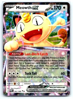 Pokemon Meowth ex ME03: Perfect Order POR Holo 062/088 NM Double Rare - Image 1