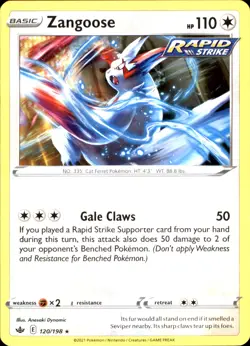 Zangoose 120/198 Rare - Pokemon SWSH06: Chilling Reign NM - Image 1