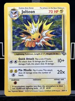Pokemon TCG Jolteon Jungle 4/64 Holo Unlimited Holo Rare WOTC MP - Image 3
