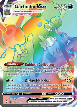 NM-Mint Garbodor VMAX - 216/203 - Secret Rare Pokemon Evolving Skies - Image 1