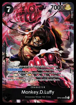 Monkey D Luffy - OP04-090 - NM - Super Rare - Alternate Art - One Piece - OP1-38 - Image 1