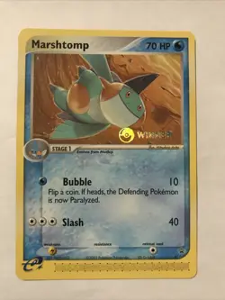 2003 Pokemon Black Star Promo 011 Marshtomp Winner Stamp Card - Image 1