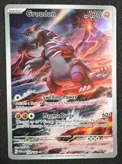 Pokemon TCG Groudon Paradox Rift Holo Card 199/182 Illustration Rare Mint - Image 1