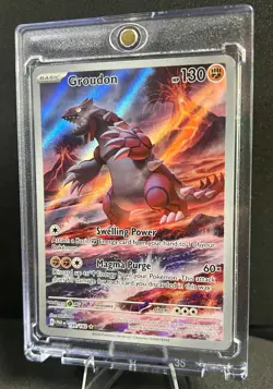 Pokemon TCG Groudon Paradox Rift Holo Card 199/182 Illustration Rare Mint - Image 3