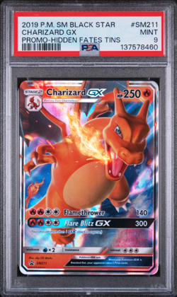 PSA 9 2019 POKEMON SM BLACK STAR PROMO #SM211 CHARIZARD GX PROMO - Image 1