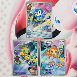 Piplup 042 + Chimchar 041 + Turtwig 040 - First Partner Pokemon Cards - #L586 - Image 1