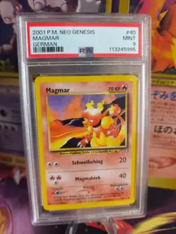 Pokemon Card Magmar Neo Genesis German Rare Vintage 2001 Deutsch PSA 9 - Image 1