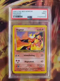 Pokemon Card Magmar Neo Genesis German Rare Vintage 2001 Deutsch PSA 9 - Image 2