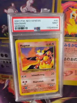 Pokemon Card Magmar Neo Genesis 2001 Vintage German Deutsch PSA 9 - Image 1